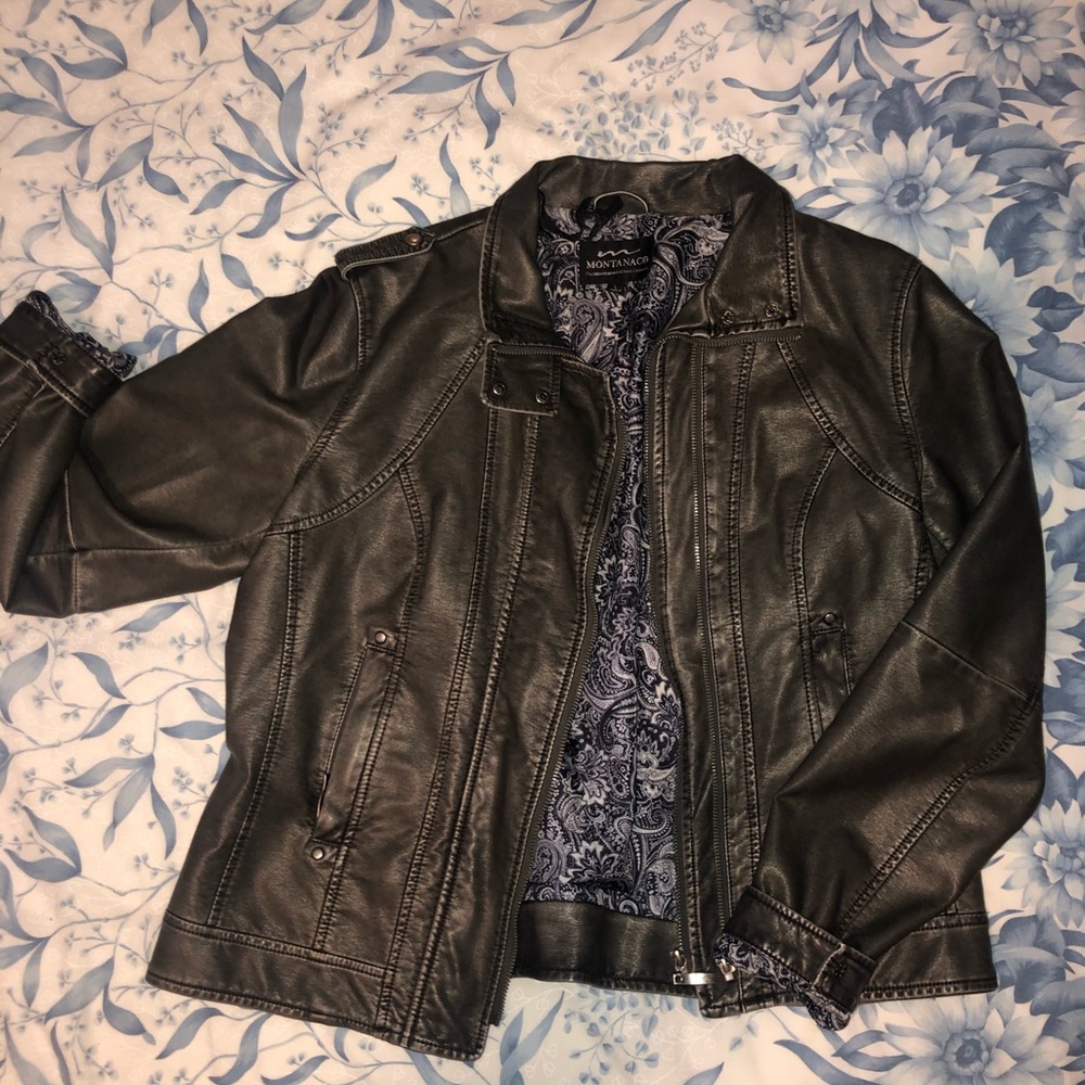 Gray Faux Leather Jacket